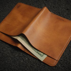 handmade leather billfold for Any Currency | veg. tan full grain Italian leather with slight pull-up | 100% handcrafted in Tennessee