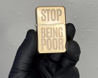 Accendino a ribalta dorato inciso - Divertente regalo per lo sposo, accendino antivento ricaricabile