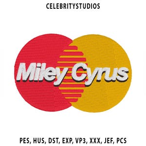 Miley Cyrus Embroidery Design File – Funny & Trendy Logo Parody | Instant Download (pes, dst, vp3, exp, hus, jef, xxx) - Mastercard Parody