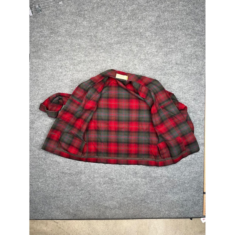Vintage Pendleton Red Plaid Wool Blazer Jacket Womens 10 Tartan 3 Button 60s 70s image 14