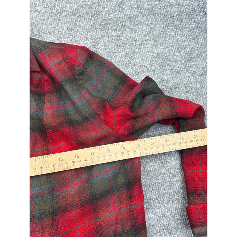 Vintage Pendleton Red Plaid Wool Blazer Jacket Womens 10 Tartan 3 Button 60s 70s image 3