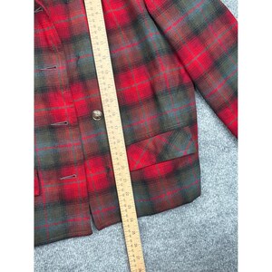 Vintage Pendleton Red Plaid Wool Blazer Jacket Womens 10 Tartan 3 Button 60s 70s image 5