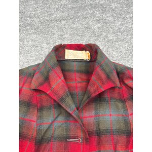 Vintage Pendleton Red Plaid Wool Blazer Jacket Womens 10 Tartan 3 Button 60s 70s image 10