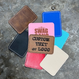 Custom Engraved Leatherette Patch, Christmas Stocking Patch, Hat Patch, Faux Leather Patches, Bulk Custom Patch, Bridal party Hats