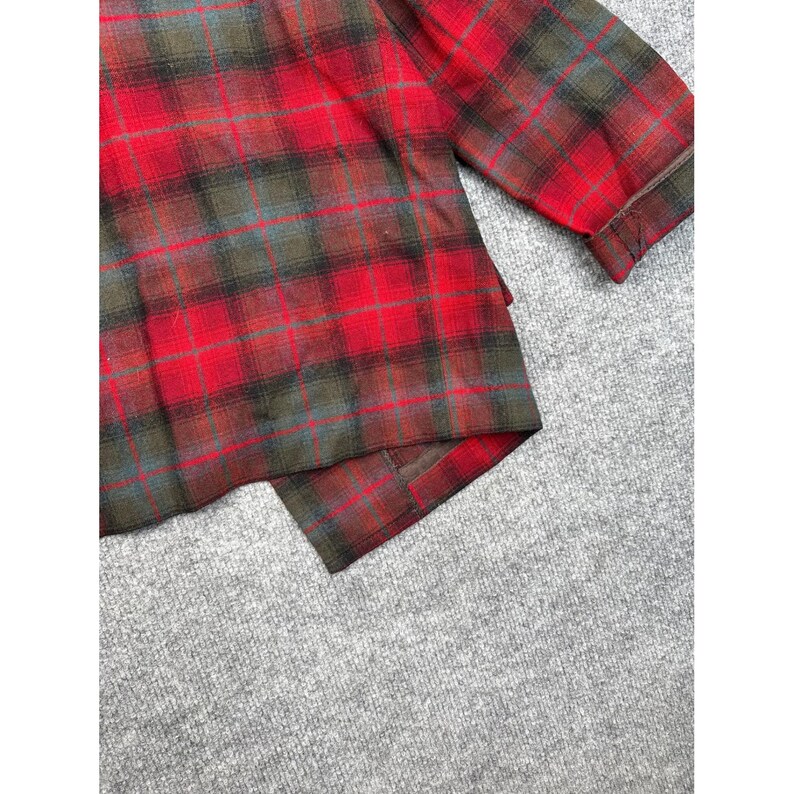 Vintage Pendleton Red Plaid Wool Blazer Jacket Womens 10 Tartan 3 Button 60s 70s image 13