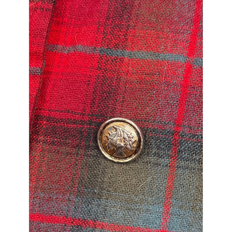 Vintage Pendleton Red Plaid Wool Blazer Jacket Womens 10 Tartan 3 Button 60s 70s image 7
