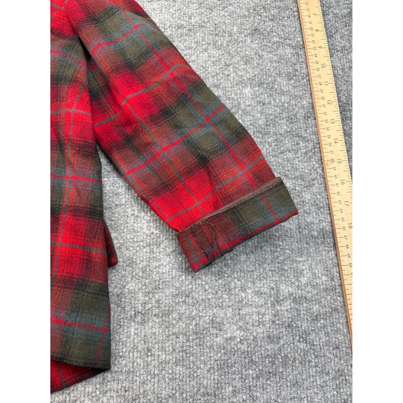 Vintage Pendleton Red Plaid Wool Blazer Jacket Womens 10 Tartan 3 Button 60s 70s image 8