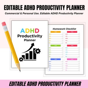 EDITABLE Productivity Planner Template Bundle, Planner Canva Templates, Printable Planner, Productivity Planner Canva, Productivity Tracker