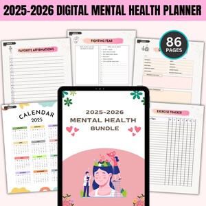 Mental Health Planner Bundle, Self-Care Digital Journal, Printable Therapy and Wellness Templates, Mental Health Planner, Mental Health