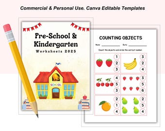 Pacote de aprendizagem pré-escolar pré-K + jardim de infância | +100 páginas | Folhas de atividades para impressão | Colorir | Ligar os pontos | Rastrear | Alfabeto