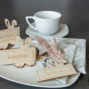 Tischdeko individuelle Platzkarten Ostern Namenskärtchen Holz mit Gravur
