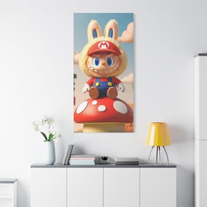 LABUBU - Lienzo de gamer con temática de videojuegos, decoración de personajes adorables, tapiz para sala de juegos, regalo para gamers, decoración infantil, decoración divertida para guardería