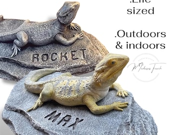 パーソナライズされたフトアゴヒゲトカゲの記念像、等身大トカゲの装飾、爬虫類ギフト