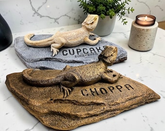 Personalized Bearded Dragon Memorial Statue, Life Size Lizard Decor, Reptile Gift