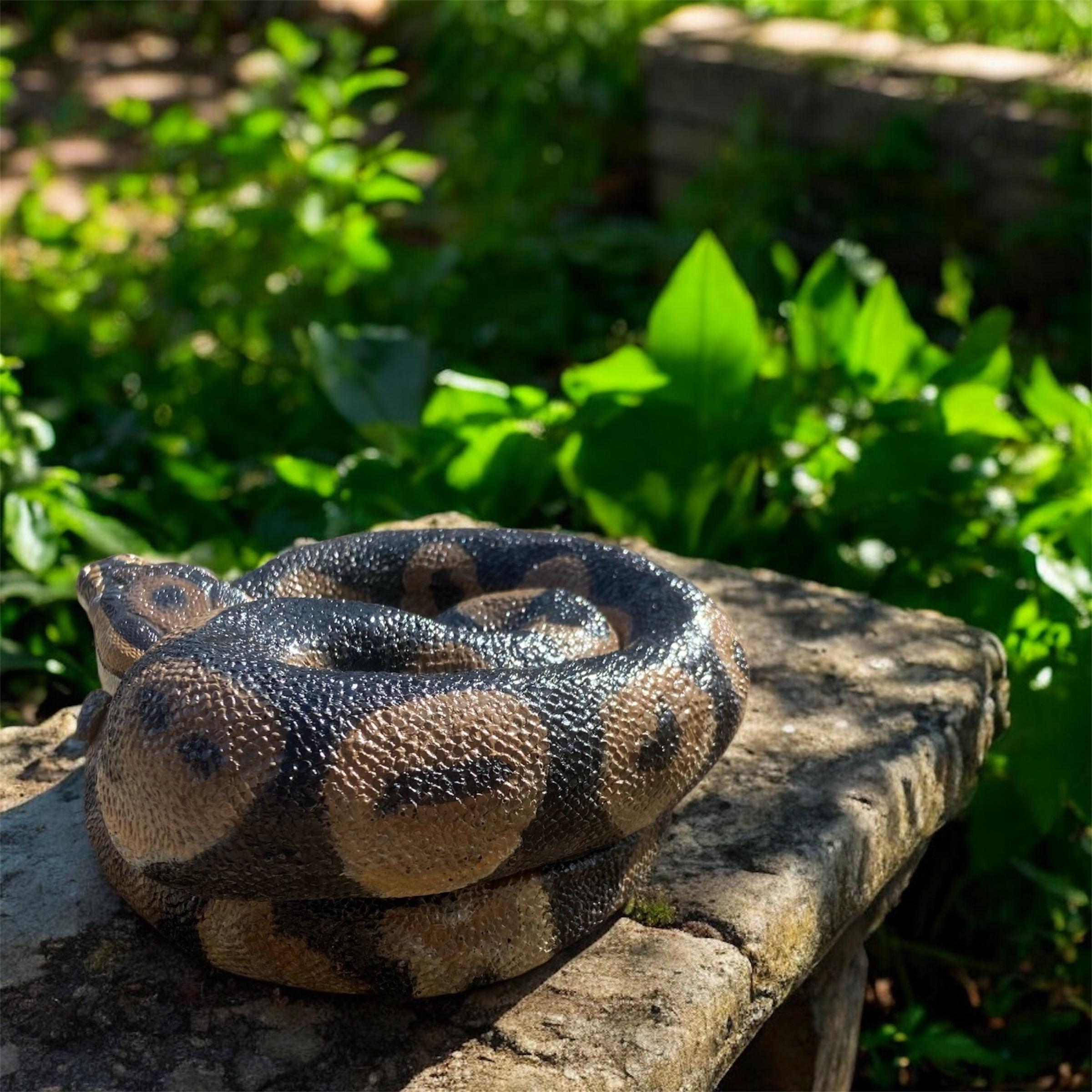Python Head Statue Large Coiled Python Statue - Aged Stone Finish - Realistic Snake ...