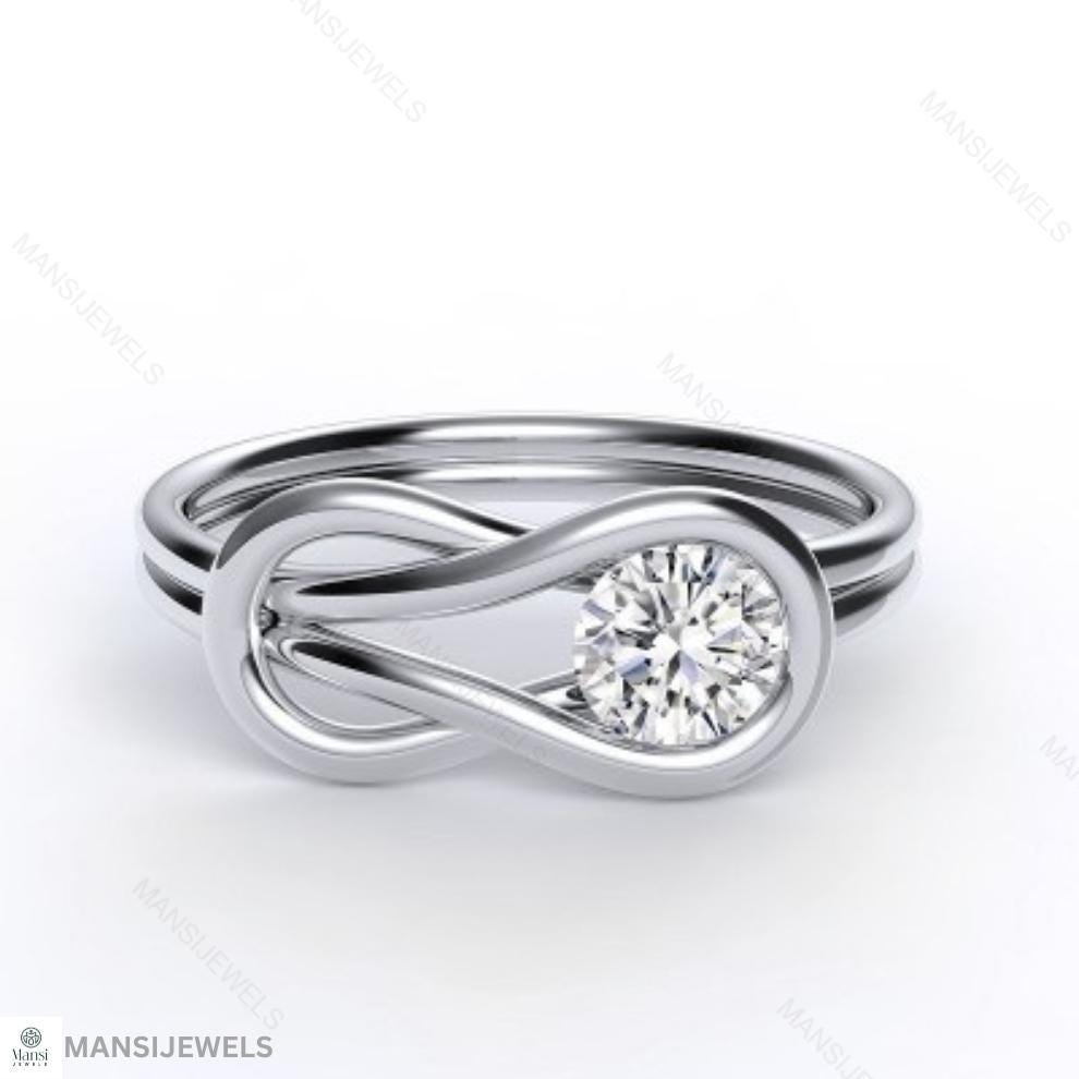 Infinity Round Diamond Ring – 14K Gold Infinity Loop Ring – Modern ...