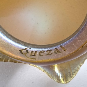 Quezal Art Nouveau Gold Aurene Ruffled Tulip Glass Lamp Shade