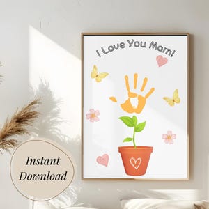 Mothers Day Handprint Craft, Mothers Day Gift, DIY Handprint Art for Mom, Mothers Day Craft Activity Printable, Mommy Handprint Art