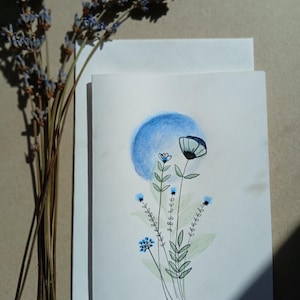 Carte de vœux, carte de deuil sans lettrage, style aquarelle et lettrage à la main
