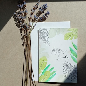 Biglietto di auguri &quot;Tutto il meglio&quot;, floreale, acquerello, handlettering