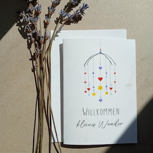 Glückwunschkarte zur Geburt im Aquarell- und Handlettering- Stil