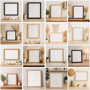 55 Photo Frame Mockups PNG Bundle | Wall Art & Printable Display Mockups | High-Resolution Images
