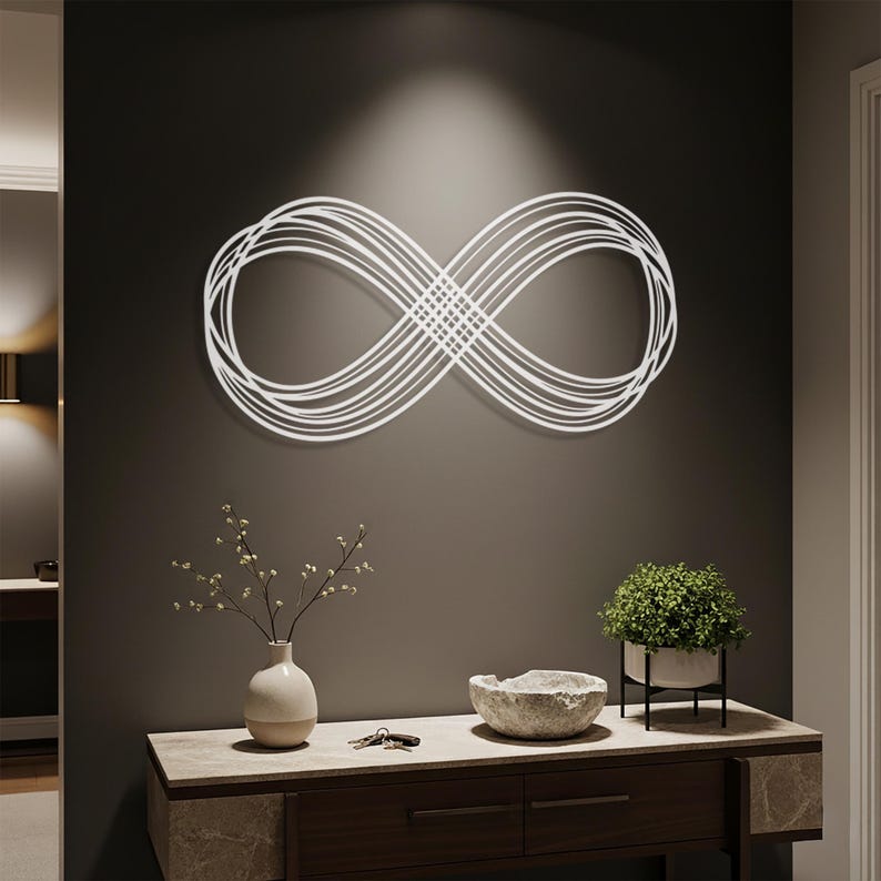 Infinity Metal Wall Art Minimal Modern Design, Gold Infinity Symbol ...