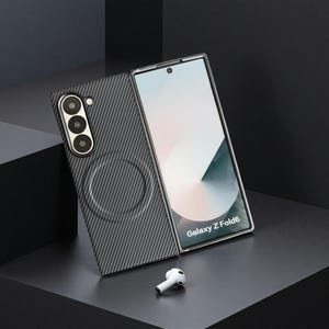Custodia protettiva in fibra di carbonio tinta unita con ricarica wireless magnetica per Samsung Galaxy Z Fold 6, 5, 4.