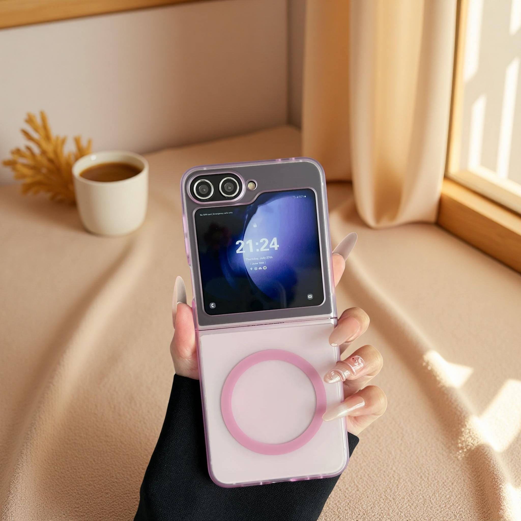Magnetic Matte Case for Samsung Z Flip 6 5 4 3: Shockproof Translucent Cover