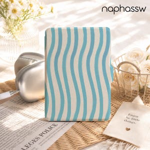 Personalized Blue Cream Wavy Stripes Kindle Case, Kindle Paperwhite Cover, Kindle Colorsoft, Kindle 10/11/12 E-Reader Cover, Book Lover Gift