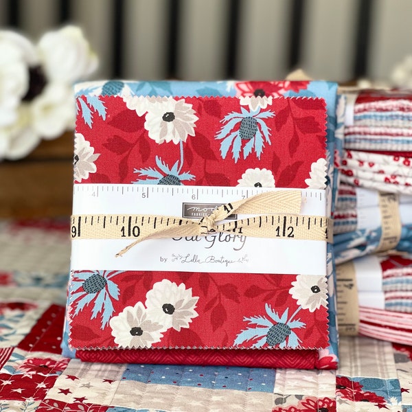 Scrappy Charm Quilt Kit - Old Glory by Lella Boutique for Moda - Tablerunner 17" x 39"