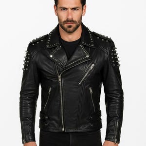 Men’s Spiked Leather Jacket | Heavy Metal Style, Studded Biker Jacket