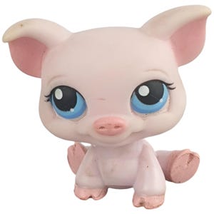 Figura vintage LPS Littlest Pet Shop Pig n.° 87 Pig 2005 Hasbro Biggest Set Rosa claro Generación 1 Ojo azul Imán rojo Bueno Ofrecemos envío combinado