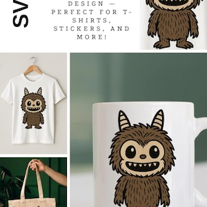Labubu SVG | Clipart monstre mignon | Vecteur de caractère kawaii | Conception de t-shirt | Art imprimable | Téléchargement instantané