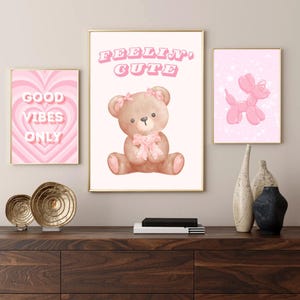 Set de 8 pósteres rosas: arte mural coqueto, imprimible, moderno, preppy, femenino, descarga digital