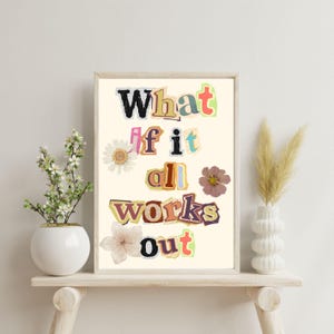 ¿Qué pasaría si todo saliera bien? - Arte mural con impresión de revista motivacional - Arte mural imprimible - Póster con letras recortadas - Arte mural digital - Descarga