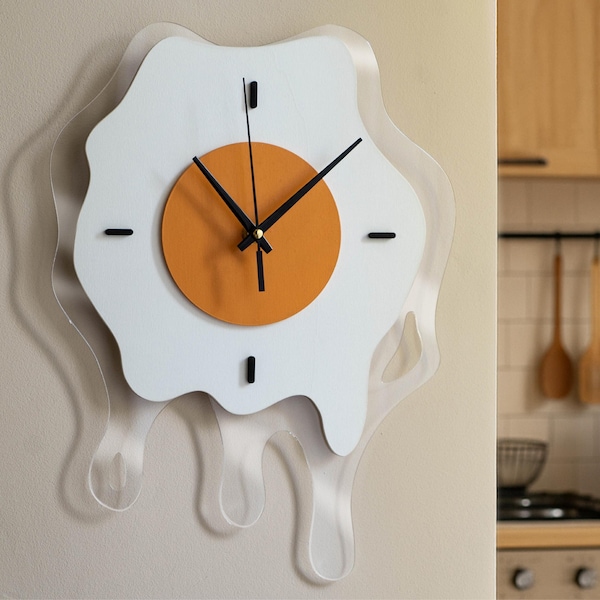 Orologio da parete a uovo fritto Orologio da parete a uovo extra large Arte da parete Pop Art divertente Decorazione dopaminica Decorazione