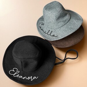 Embroidered Custom Straw Hat, Personalized Sun Hat, Summer Retro Wide Brim Straw Hat, Hat Suitable For Outdoor, Beach, Vacation