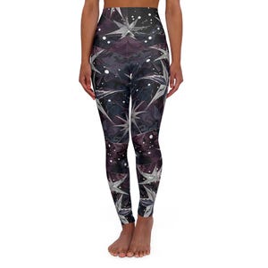 Celestial Stars Yoga Leggings, Galaxy Print Workout Pants, High Waist Fitness Tights, Outer Space Athletic Leggings, Starry Night Exercise