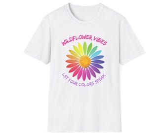 Colorful Wildflower Vibes Women&#39;s T-Shirt, Fab Summer Sweatshirt - Floral Nature Tee, Vibrant Flower Top, Boho Botanical Shirt, Spring