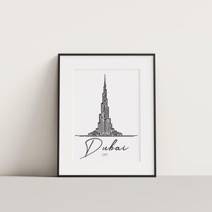 Burj Khalifa, Dubai, Line Art Digital Print | Minimalist Cityscape | Instant Download