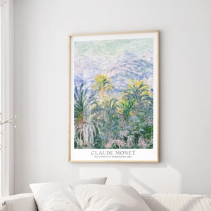 Paisaje de palmeras de Claude Monet, arte imprimible, arte mural vertical de bosque tropical de Monet, pintura famosa de descarga instantánea