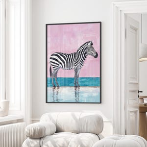 Abstract Zebra Painting for Modern Decor, Minimalist Zebra Wall Art Print for Digital Download