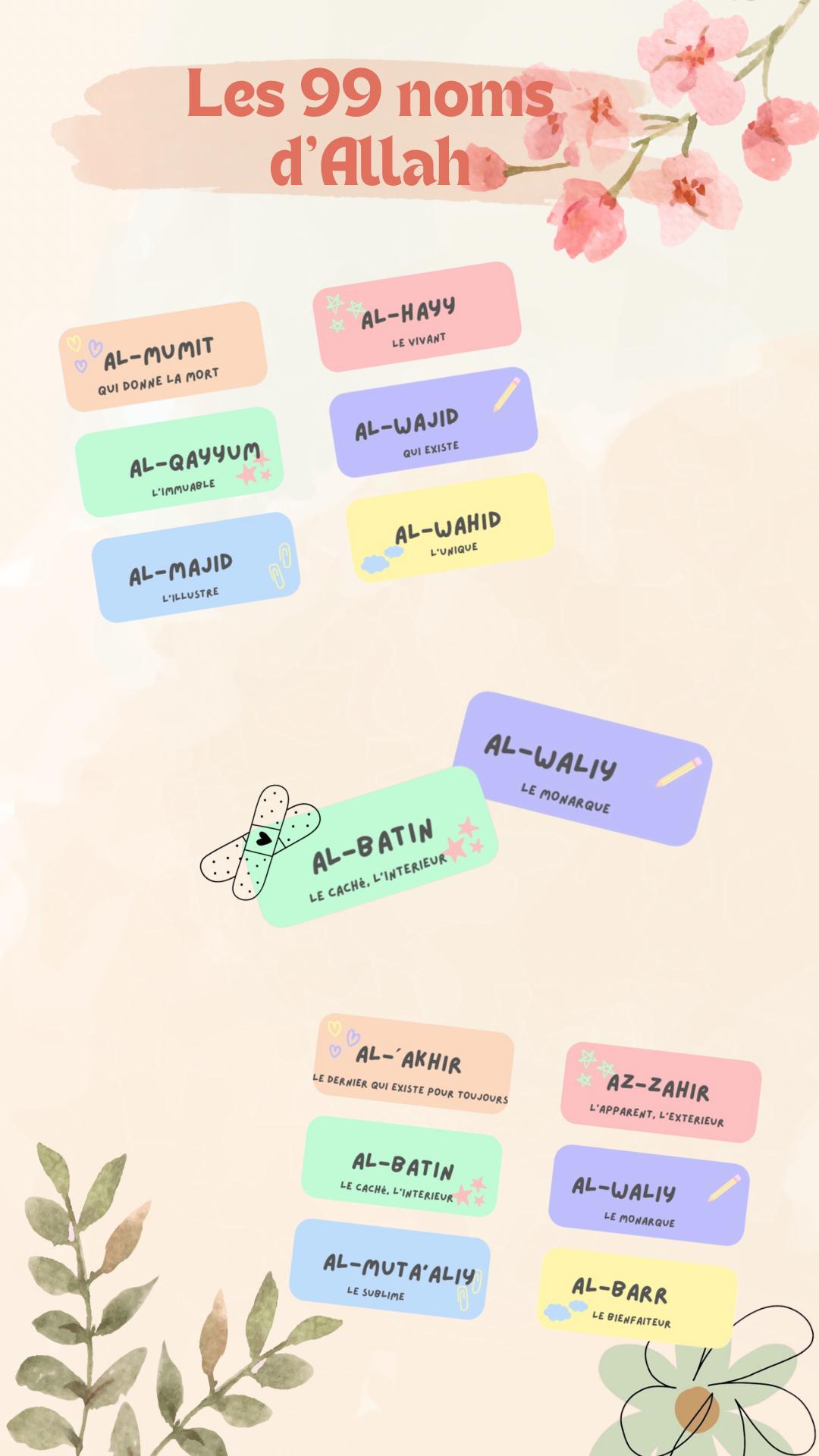 The 99 Names of Allah: Label/sticker - Etsy
