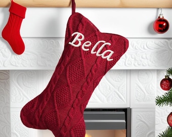 Meias de Natal personalizadas com osso de cachorro de 2025 e nome, meias de Natal em osso para cachorro, meias de Natal para cachorro, meias bordadas para animais de estimação