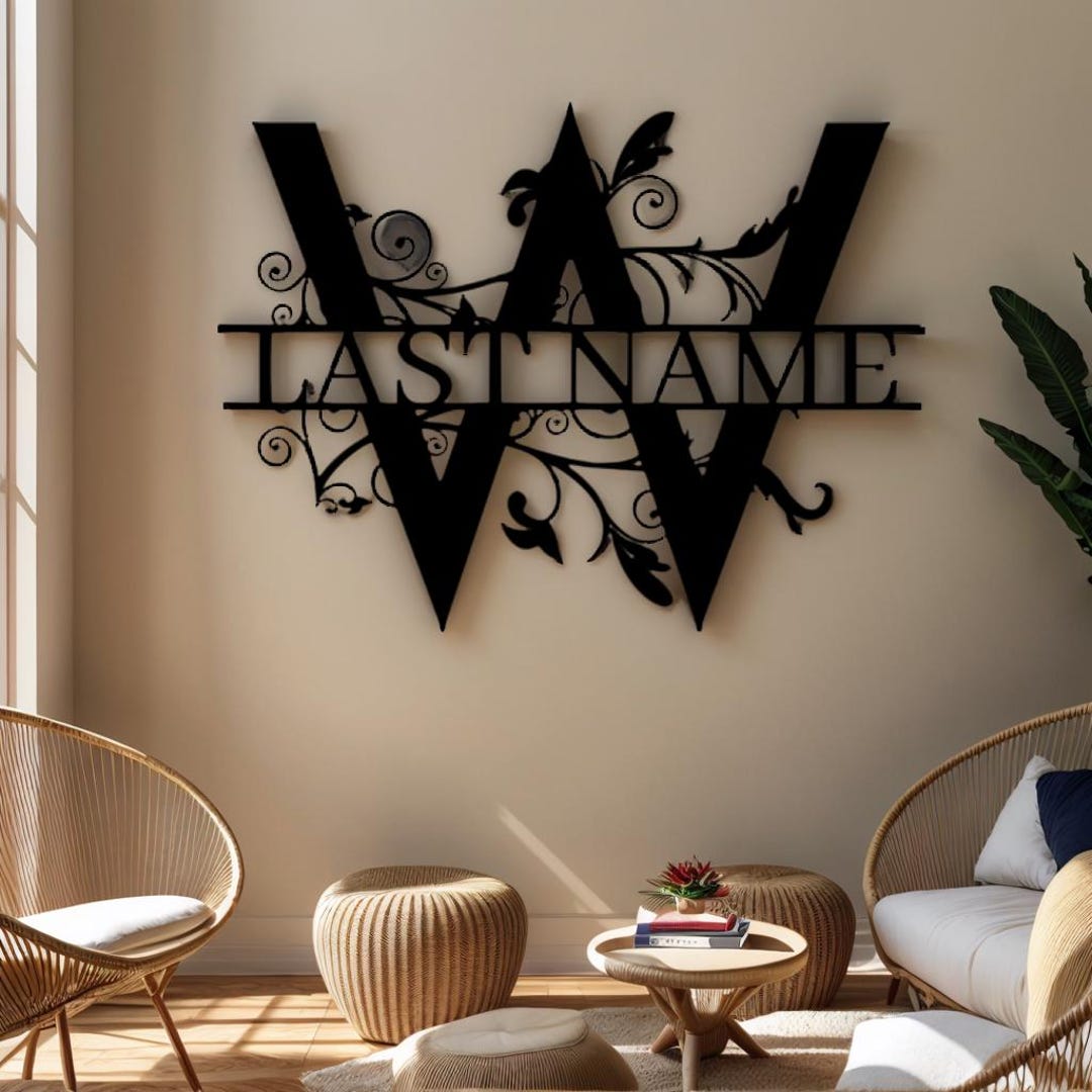 Custom Family Name Metal Monogram Sign , Personalized Last Name Sign ...
