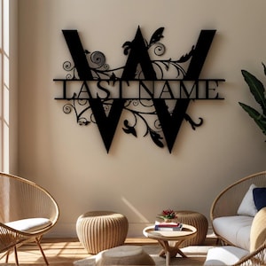 Custom Family Name Metal Monogram Sign , Personalized Last Name Sign , Wedding gift Housewarming GiftLast Name Sign , Custom Metal Name Sign