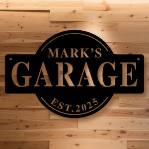 Personalized Metal Garage Sign – Custom Name Plaque, Handyman sign, Metal Wall Art, Est. Year, Man Cave, Dad’s Gift, Mechanic Workshop Decor