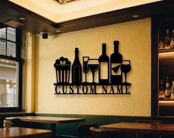 Personalized Coffee Bar Metal Name Sign Custom Laser Cut ,Cup Bar Sign, Pub Sign, Lounge Decor,Coffee Lover Wall Art Decor Kitchen Name Sign
