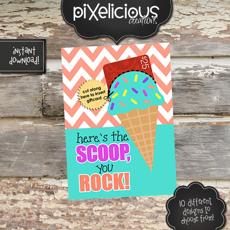 ICECREAM Gift Card Holder 5x7 Teacher/Nurse/Other Etsy